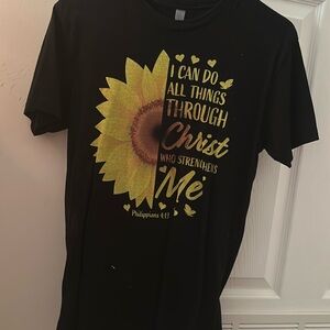 a yellow and black phillipians 4:13 xs shirt